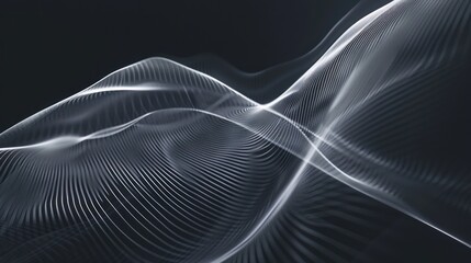 Poster - Abstract White Lines Flowing on a Black Background