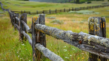 Sticker - Wooden Fence in a Meadow