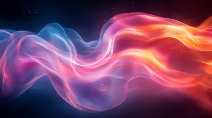Fototapete - Vibrant waves of color gently intertwine in a cosmic setting, producing a mesmerizing and tranquil effect, evoking a sense of dreaminess.