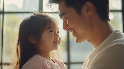 Asian father and daughter.