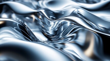 Poster - The surface undulates with striking metallic waves, reflecting light in intricate patterns that evoke a sense of movement and fluidity, showcasing stunning visual textures.