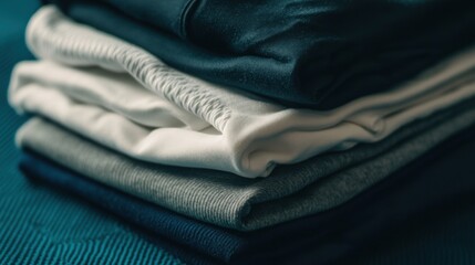 Aufkleber - The neatly folded minimalist sportswear showcases a blend of comfort and style, perfect for workouts or casual lounging at home. Generative AI