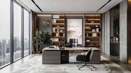 Sticker - Modern Office Design with City View