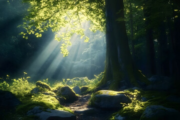 Wall Mural - Nature light landscape sunlight.