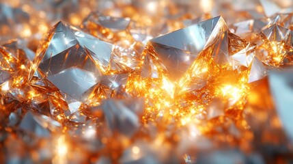 Poster - Glistening gemstones reflect a warm glow, showcasing their intricate facets. The interplay of light and texture creates a captivating display, inviting admiration.
