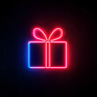 © NeuroCake - Neon gift box on dark background. Cyber Monday mockup. Digital retail concept. Image for advertising with copy space.