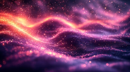 Fototapete - The captivating display of luminous waves in shades of purple and orange evokes a sense of cosmic wonder, illuminating the surroundings with a magical glow.