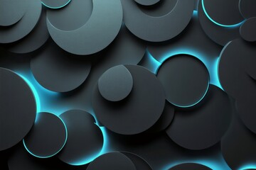 Wall Mural - abstract design featuring textured shapes with luminous blue accents on a dark background