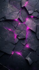 Wall Mural - cracked surface with glowing purple light in a dark environment at night