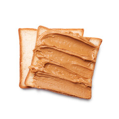 Sticker - Delicious sandwich with peanut butter isolated white, top view