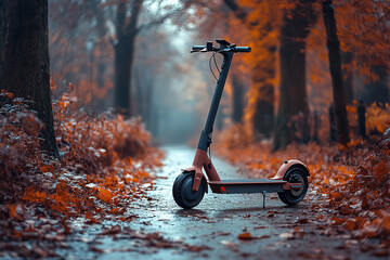 Wall Mural - Electric scooters parked in the park