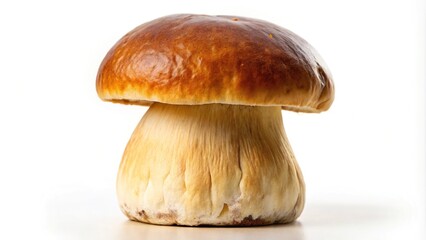 Reflected Porcini mushrooms Boletus edulis isolated on white background