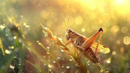 Wall Mural - Golden Hour Grasshopper