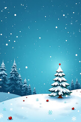 design winter scene blue background christmas tree snowy elements eps vector illustration