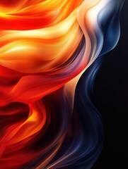 Sticker - Abstract Flow: A Vivid Display of Red, Orange, and Blue Waves for Creative Backgrounds and Designs