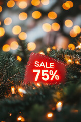 Poster - Christmas background with sign 75% sale.  