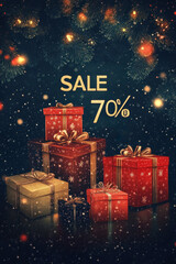 Canvas Print - Christmas background with sign 70% sale.  