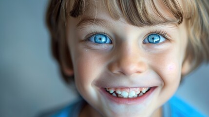 Canvas Print - Portrait of a smiling child with bright blue eyes