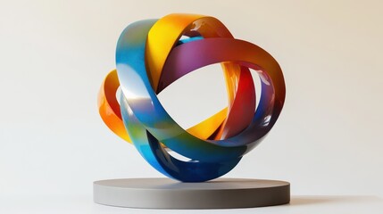 A colorful abstract sculpture representing global unity and cooperation in the pursuit of knowledge