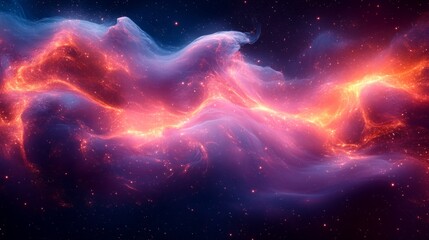 Leinwandbilder - Swirling clouds of space are illuminated with vibrant hues of pink, orange, and purple, creating a mesmerizing cosmic display that reflects the beauty of the universe.