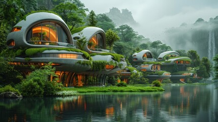 Canvas Print - Illustrate a futuristic eco-city powered entirely by renewable energy sources