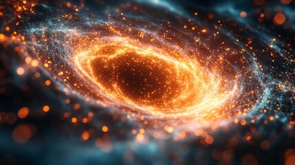 Aufkleber - A stunning cosmic whirlpool radiates orange and blue light, depicting an elaborate formation of stars and gas in the universe's depths, illustrating the beauty of celestial phenomena.