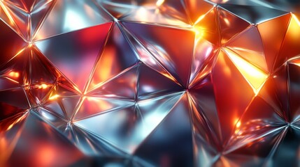 Fototapete - Colorful geometric shapes reflect light, creating an intricate pattern of shimmering textures. This artwork showcases vibrant hues and depth, enhancing visual appeal.