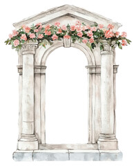 Wall Mural - PNG An ancient greek door with pink flowers art architecture blossom.