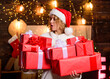 © be free - Find presents online. Woman and christmas time. merry christmas. girl with gift box. happy new year. delivery christmas gifts. winter holidays and vacation. Christmas shopping