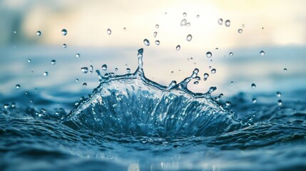 Water splash with droplets captured in motion