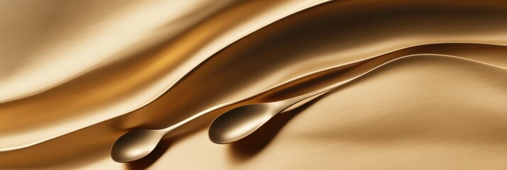 Aufkleber - Curved shapes of a spoon and cup blend seamlessly into soft, warm colors, creating an elegant and minimalist visual effect. Generative AI