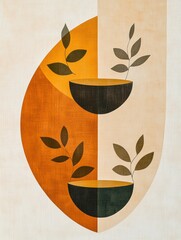 Aufkleber - This artwork features intersecting lines forming tea leaves and cups, showcasing a soothing and harmonious color palette. Generative AI
