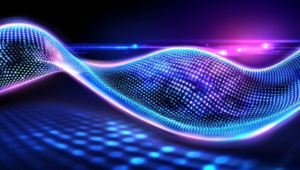 In this abstract illustration, you see data flowing through a network of nodes on a digital background with binary code and stock (AI) algorithms running in the background futuristic technology