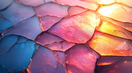 Leinwandbilder - Vibrant pieces of broken glass capture sunlight, creating a beautiful array of colors and patterns. The interplay of light highlights the textures uniquely.
