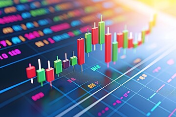 Graph chart of data with a photorealistic, plain background