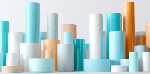 An array of cubes or boxes on a white background that fades out, abstract modern minimalism, computer science, research, and business concepts