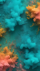 Wall Mural - vertical neon Teal, Coral, Mustard glowing grainy gradient background noisy texture wallpaper