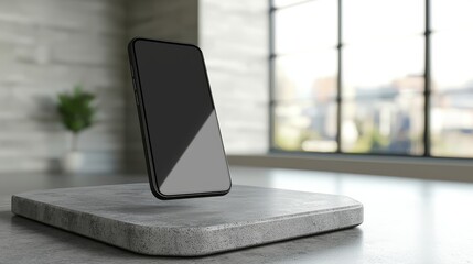 This 3D render depicts a floating phone case