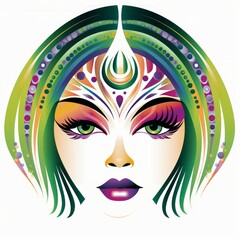 A colorful illustration of a woman's face.