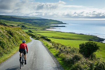 A man cycling along a scenic coastal route 2