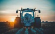 © serdon - Concept of automating agricultural fields with automated machinery and a tractor based on stock. The future of agriculture.