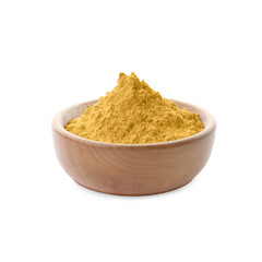 Poster - Hemp protein powder in bowl on white background