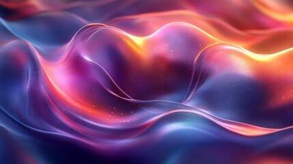 Poster - Colorful waves undulate across a digital canvas, blending hues of purple, blue, and gold to create a dynamic and mesmerizing visual effect reminiscent of twilight.