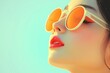 © Andrea Marongiu - Young woman is soaking up the sun while wearing stylish sunglasses and bright lipstick. She is tilting her head back and closing her eyes; Captivating poster for fashionable eyewear advertisement