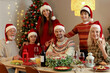 © Pixel-Shot - Big family at dining table on Christmas eve
