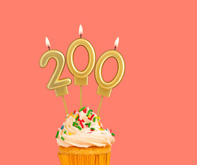 Canvas Print - Birthday candle and cupcake - Number 200