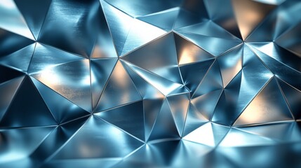 Aufkleber - Geometric metallic shapes reflect soft illumination, creating an intriguing texture and depth. This contemporary backdrop showcases dynamic light interplay against angular surfaces.