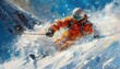 © Nawarit - Winter skiing holiday, dynamic action, vibrant colors, snowy setting, energetic