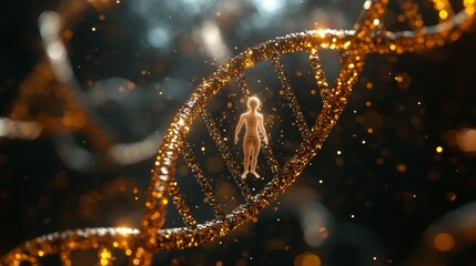 Unraveling the Mystery of Life,Human Emergence from Genetic Code: Birth of Life from DNA. Concept of genetic engineering, human development, biotechnology, and the mystery of life.