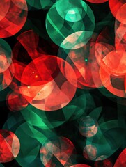 Aufkleber - Swirling red and green circles represent Christmas ornaments and twinkling lights, evoking a joyful holiday atmosphere. Generative AI
